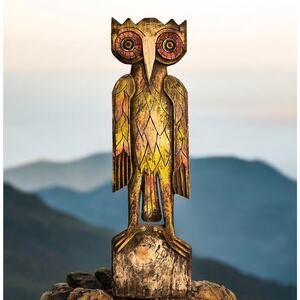 Vintage 36” Hand carved & painted‎ Owl wall hanging home Decor RARE Unique Gift